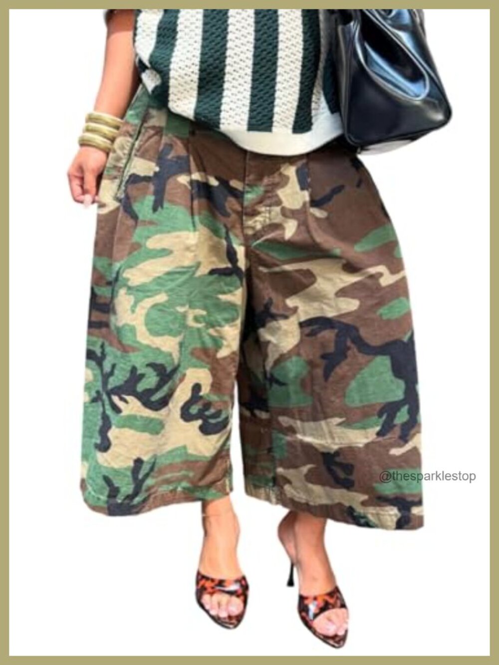 Baggy Cargo Jeans Camo Army Fatigue Wide Leg Harem Cropped Denim Pants Plus